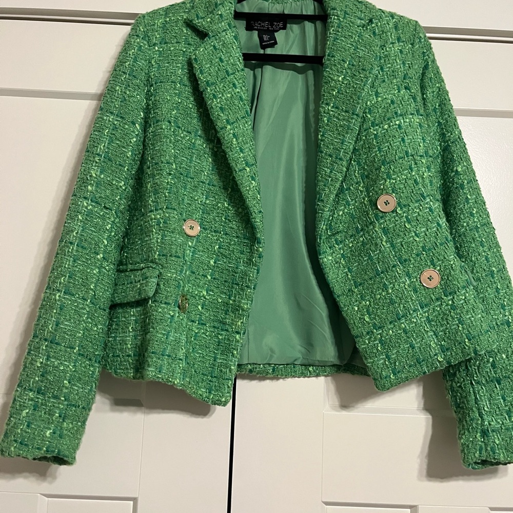 Rachel Zoe Green Tweed Blazer